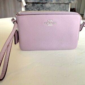 Coach Lavender Leather Wristlet Wallet